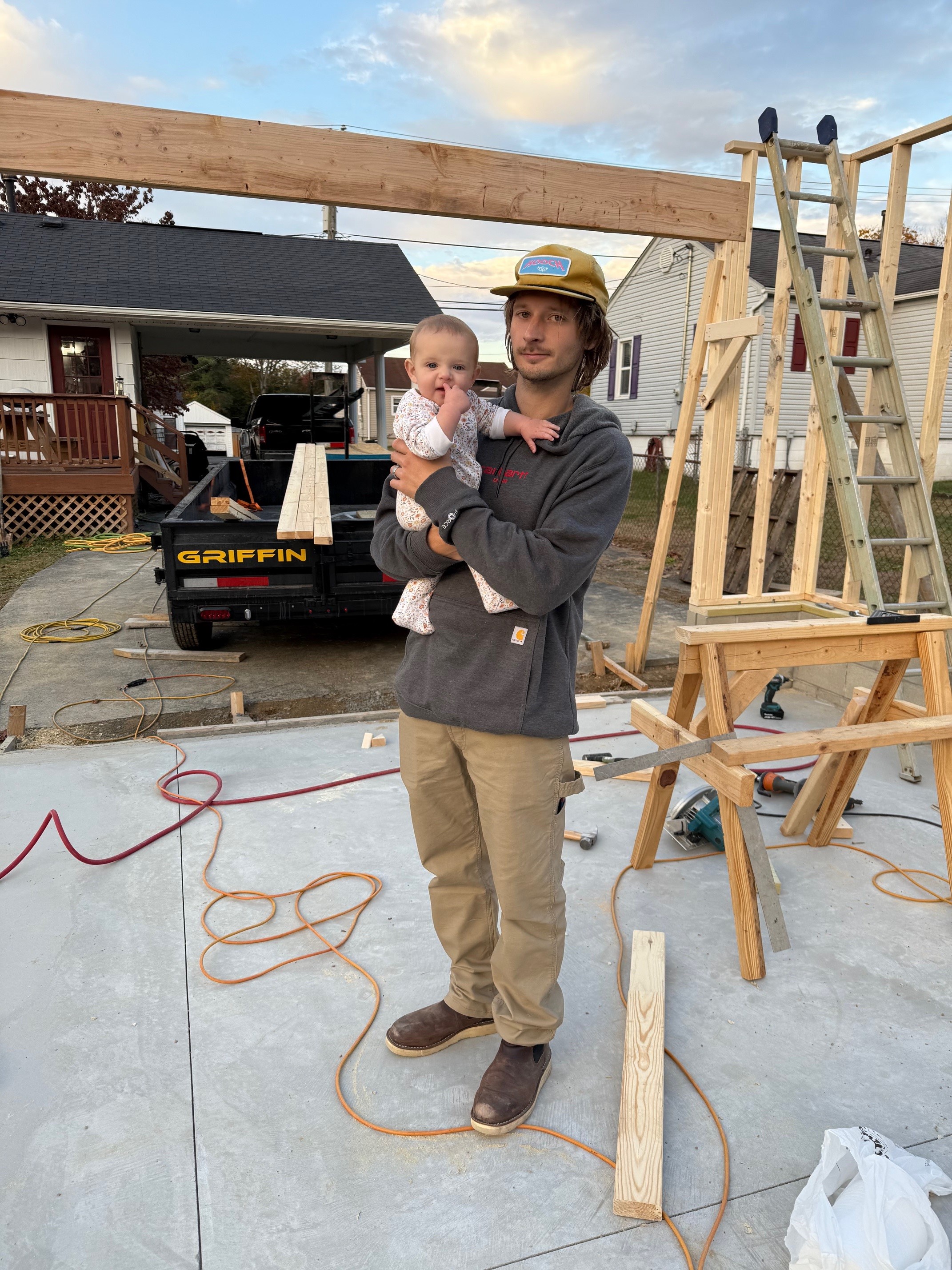 Ben, owner of Three Pines Contracting, at a construction site