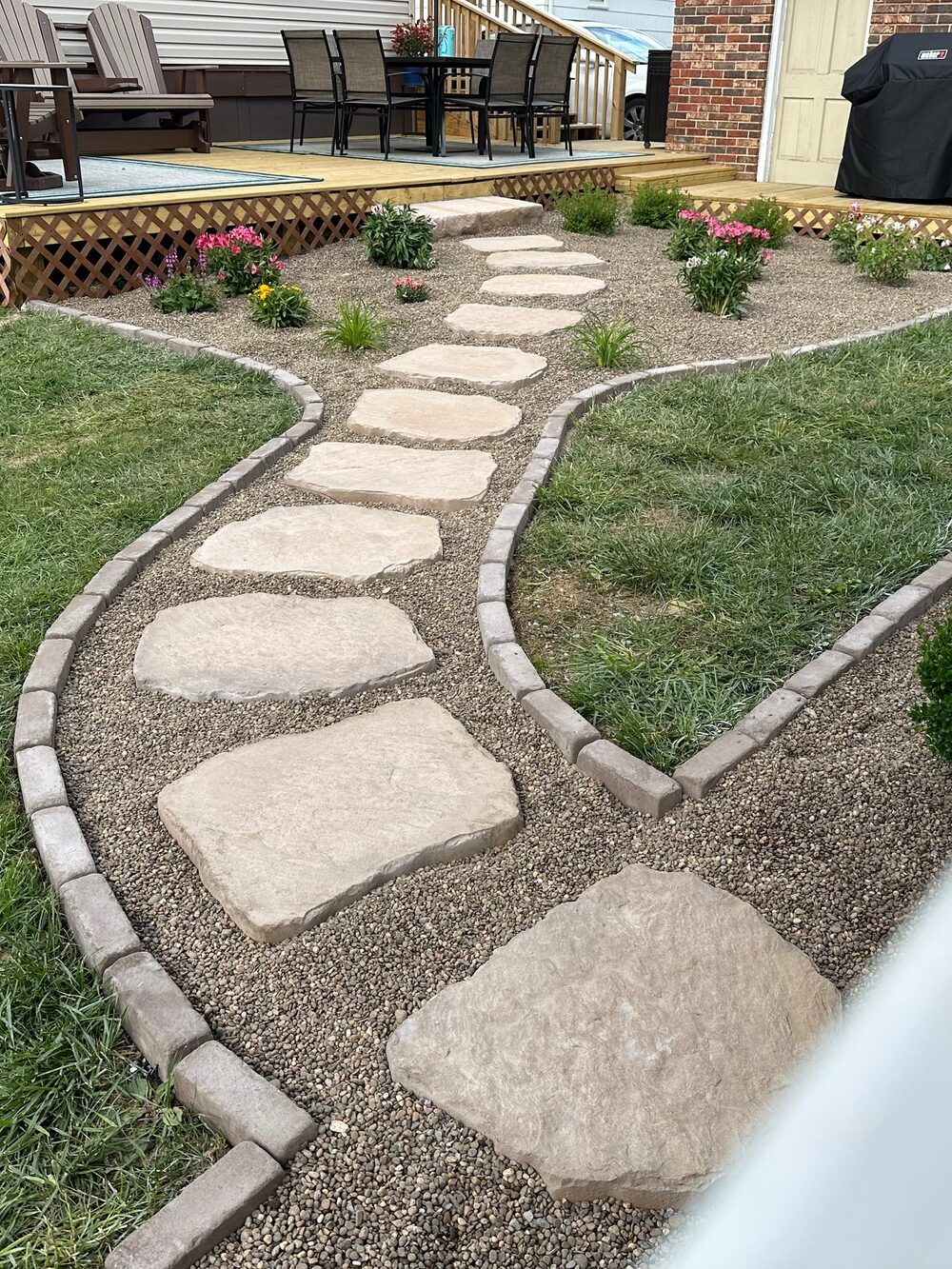 Completed landscaped garden path