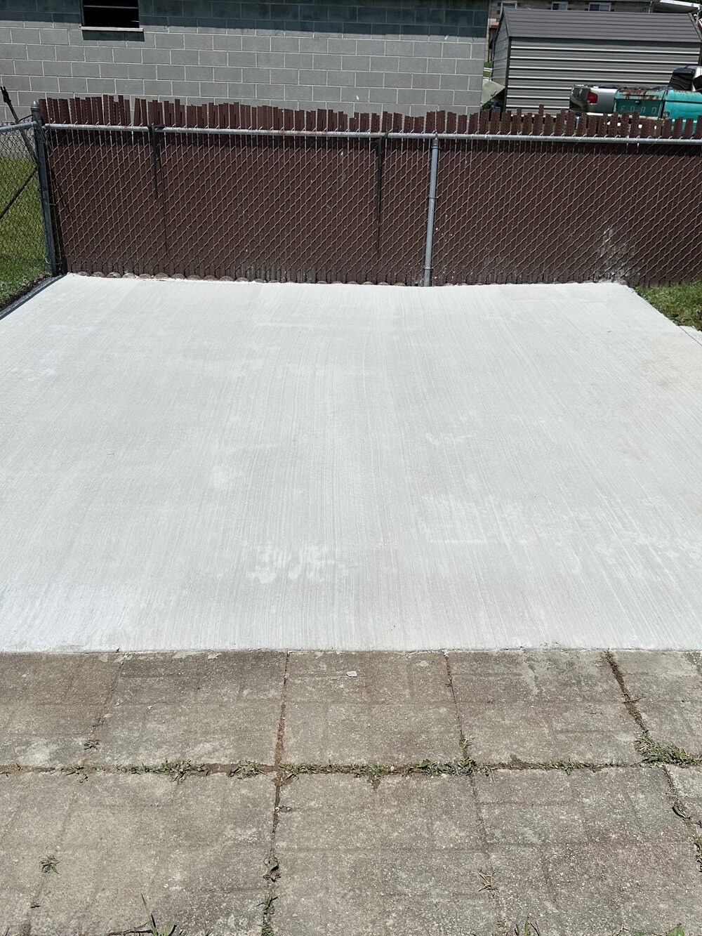 Freshly finished concrete pad
